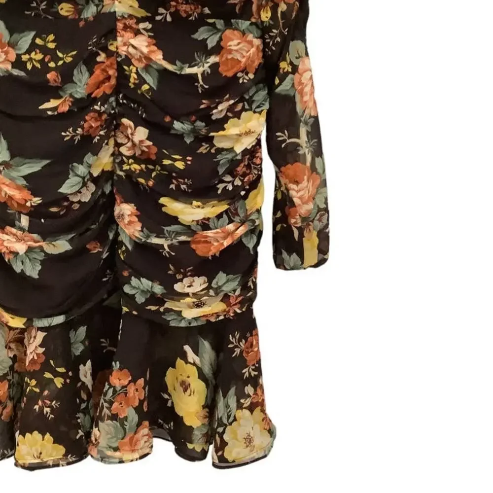 Veronica Beard Hedera Silk Mini‎ Dress Oxblood Floral Print Size 4